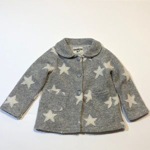 Oshkosh grey white stars pea coat 3T